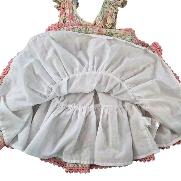 Joie Baby Girls 3T Floral Ruffle Dress with Lining & Crochet Hem - Picture 4 of 10